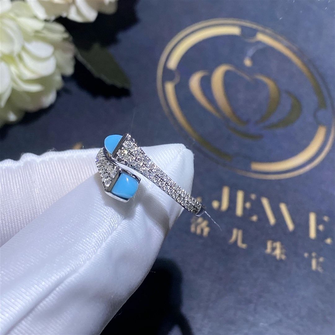 Marli Cleo Diamond Wrap Ring with Turquoise in 18kt White Gold