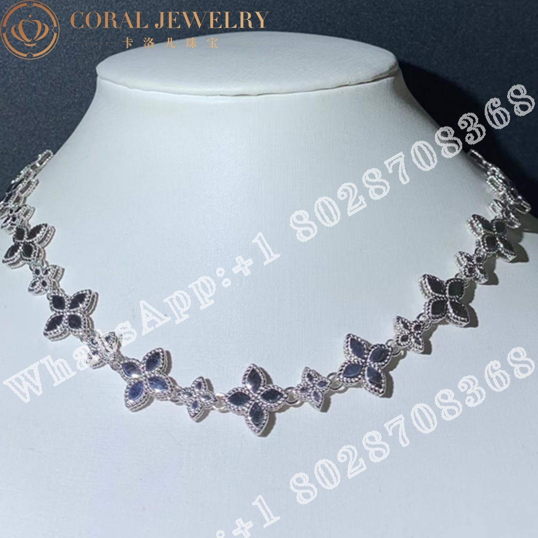 Roberto Coin Princess Flower White Gold Necklace with Diamonds