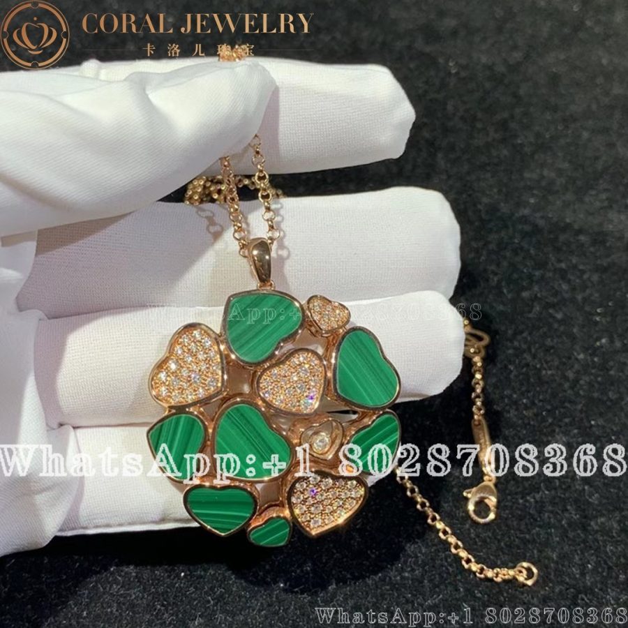 Chopard Happy Hearts Pendant 18k Rose Gold Malachite And Diamonds 79a483 5141 Coral (1)