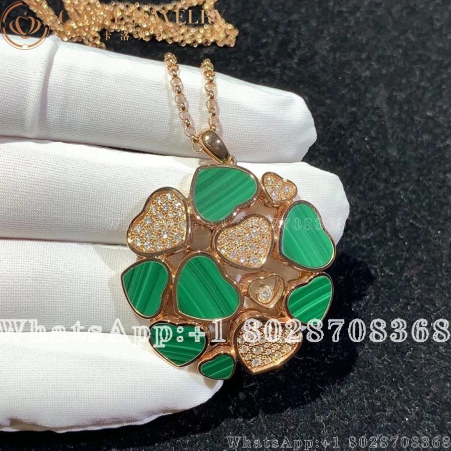 Chopard Happy Hearts Pendant 18k Rose Gold Malachite And Diamonds 79a483 5141 Coral (2)