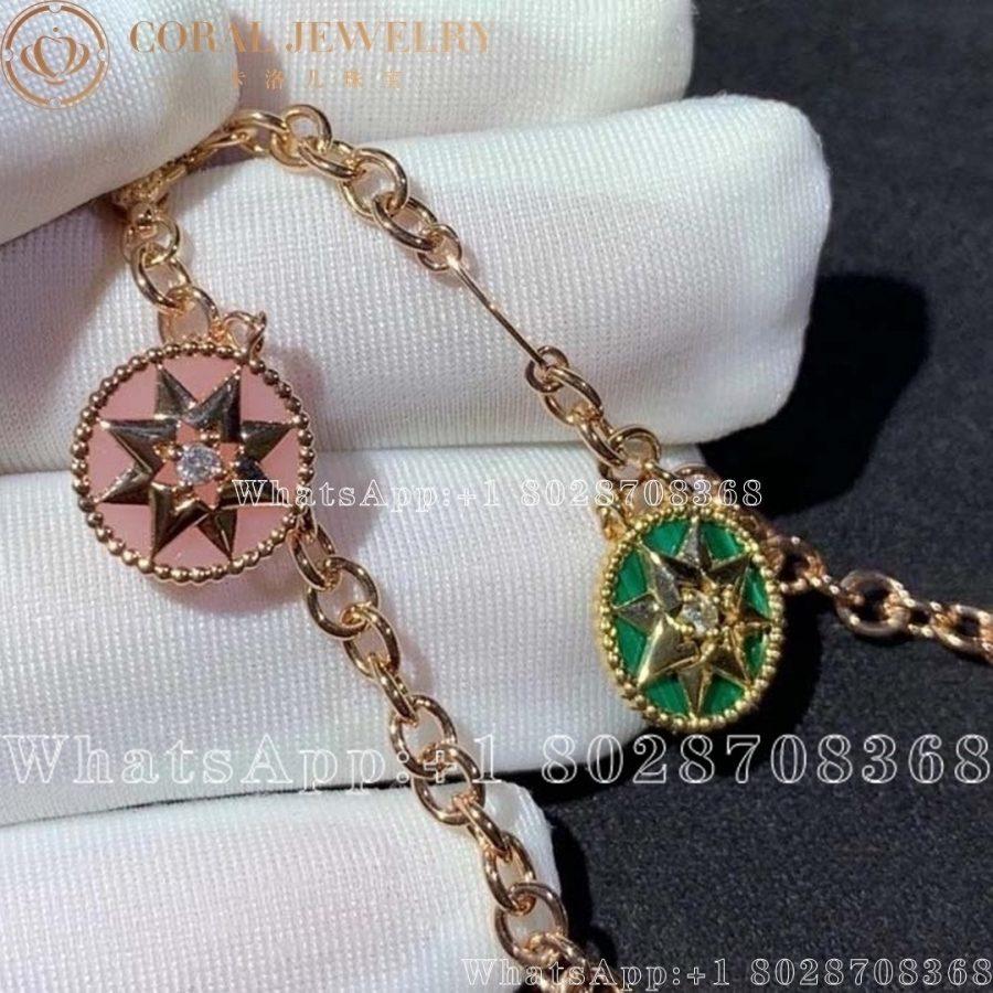 Dior Rose Des Vents Bracelet 18k Pink And Yellow Gold Diamonds Mother Of Pearl Onyx Malachite Coral (5)