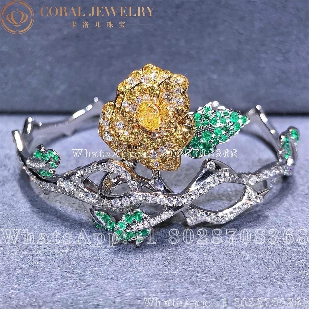 Dior Rose Dior Bagatelle Bracelet 18k White Gold Diamonds Yellow Diamonds And Emeralds