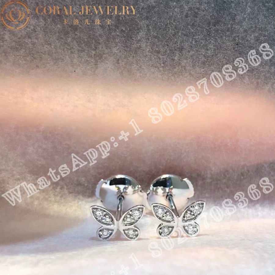 Graff Triple Butterfly Silhouette Diamond Earrings White Gold Coral (7)