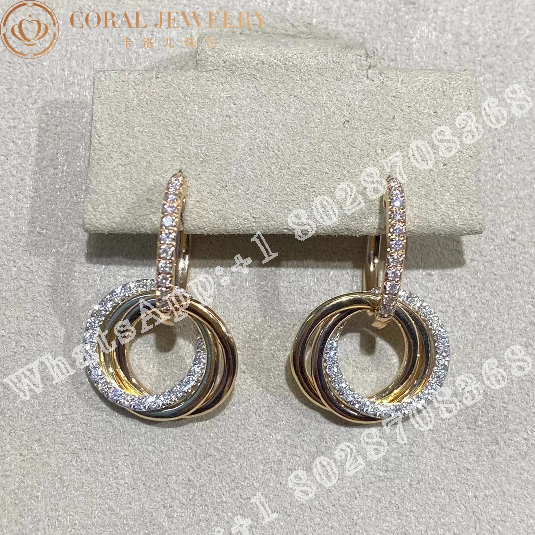 Cartier Trinity Earrings White Gold Yellow Gold Rose Gold Ref B8301259 Coral (1)