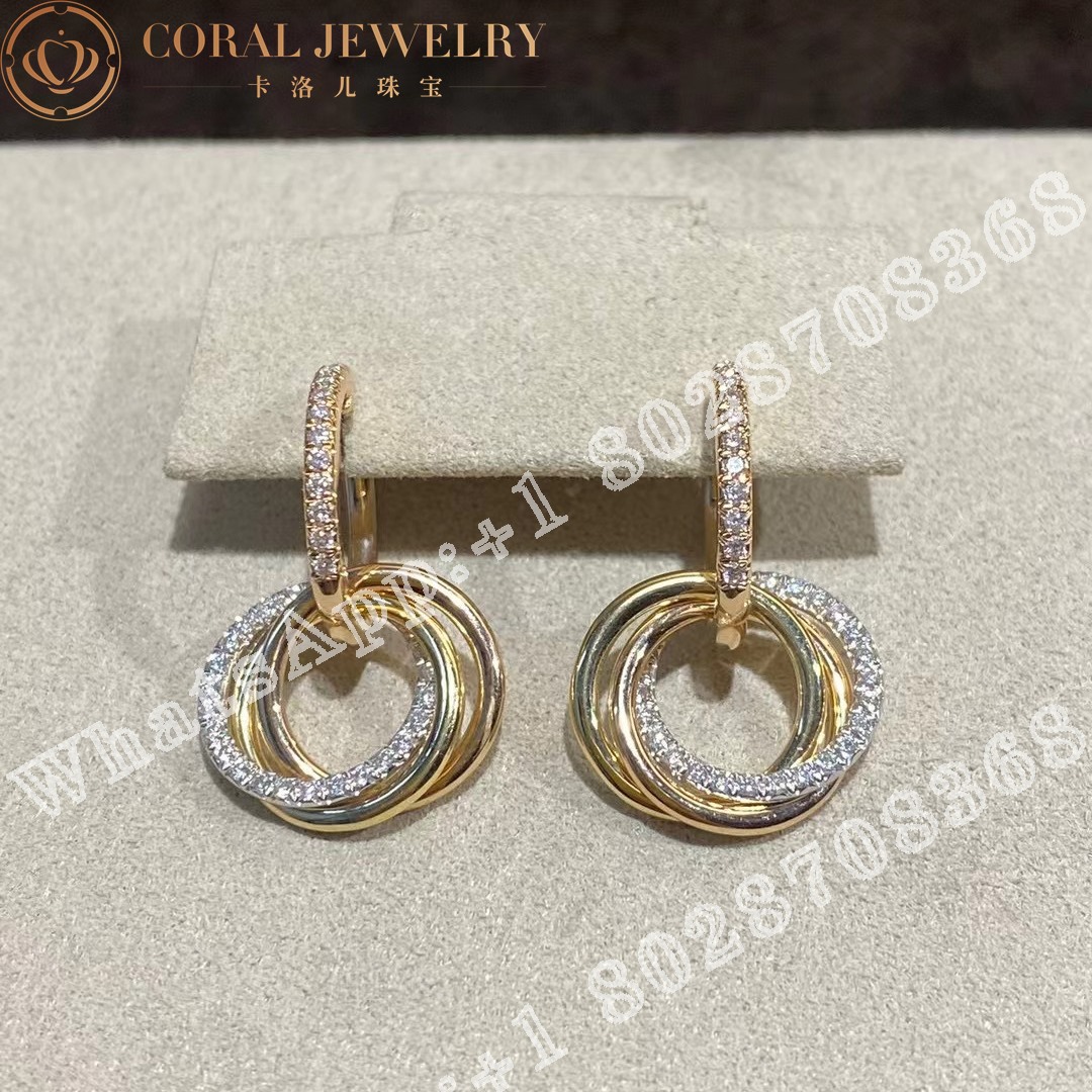 Cartier Trinity Earrings White Gold Yellow Gold Rose Gold Ref B8301259 Coral (2)