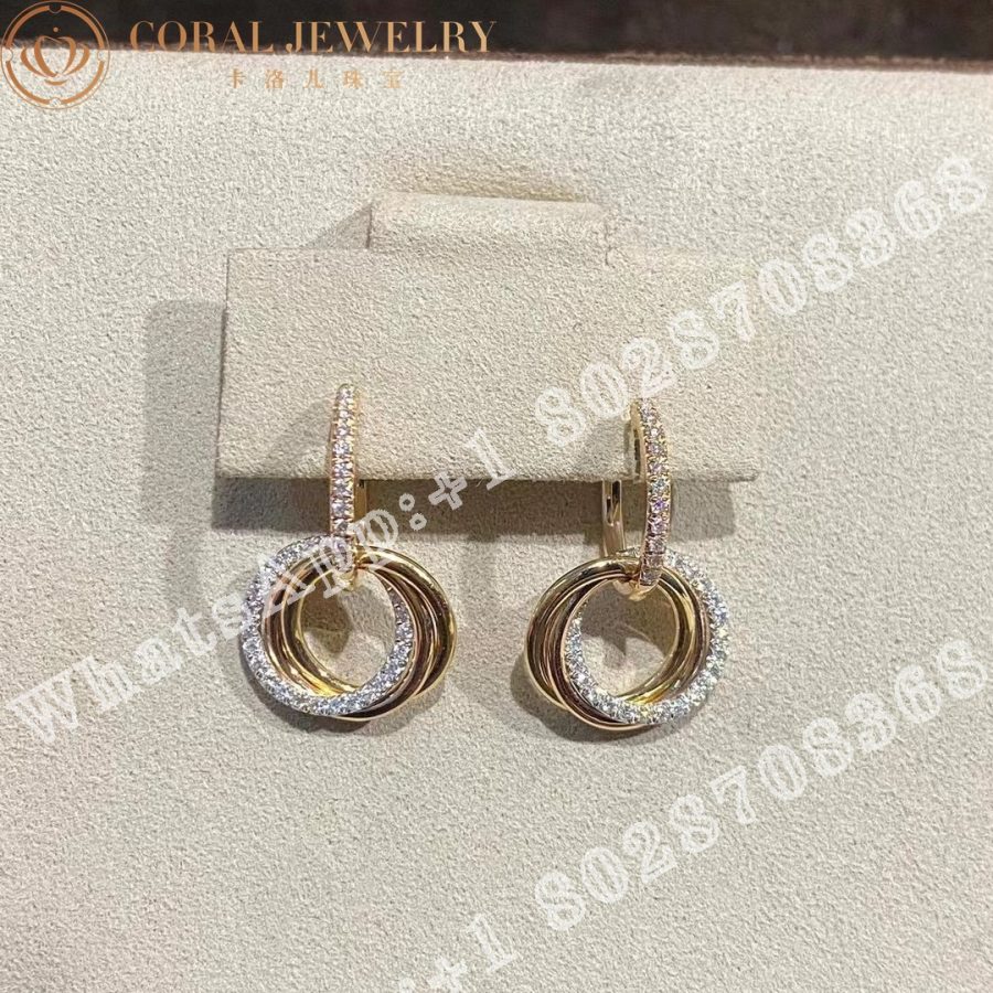 Cartier Trinity Earrings White Gold Yellow Gold Rose Gold Ref B8301259 Coral (3)