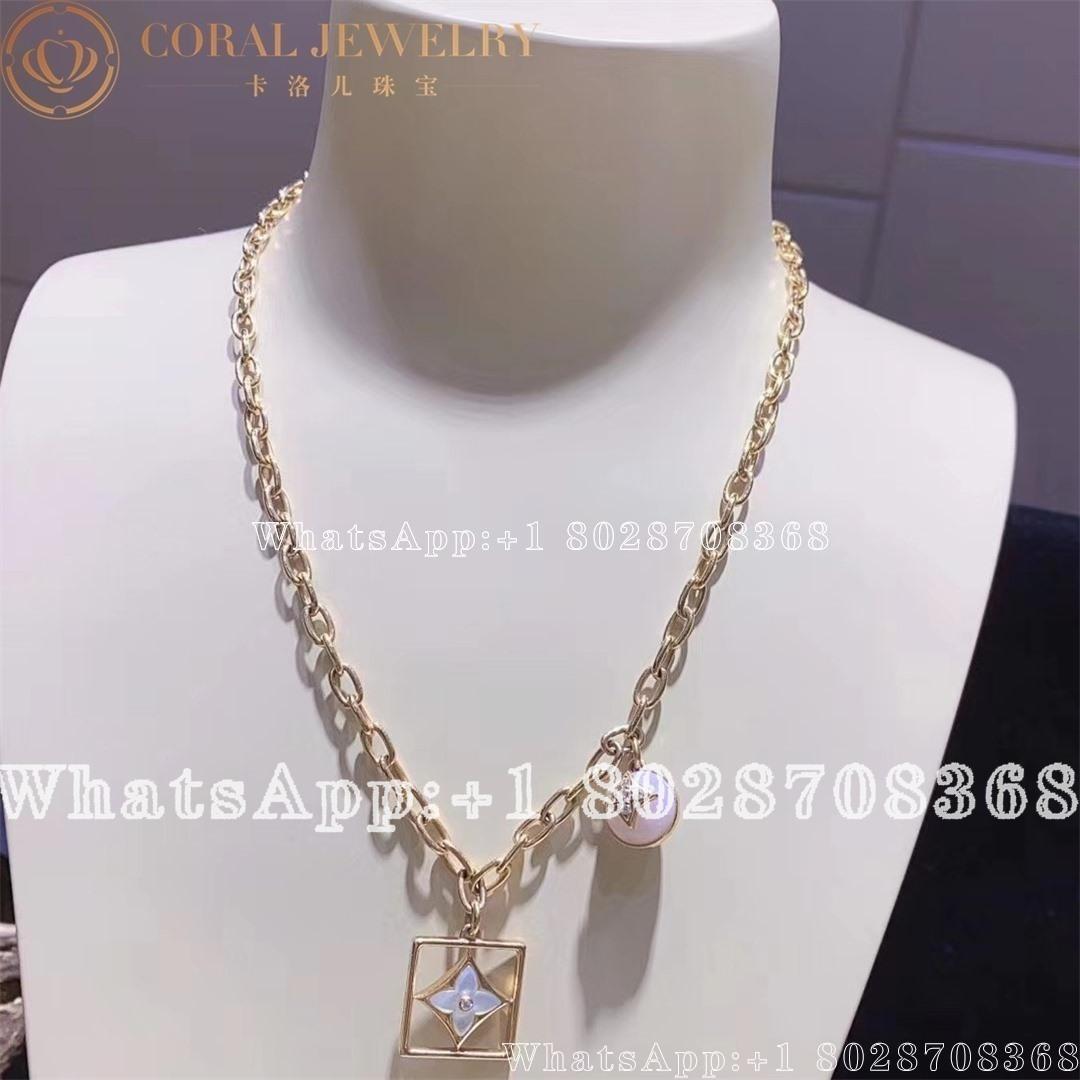 Louis Vuitton B Blossom Necklace Pink Gold White Gold Pink Opal White Mother Of Pearl And Diamonds Q94465