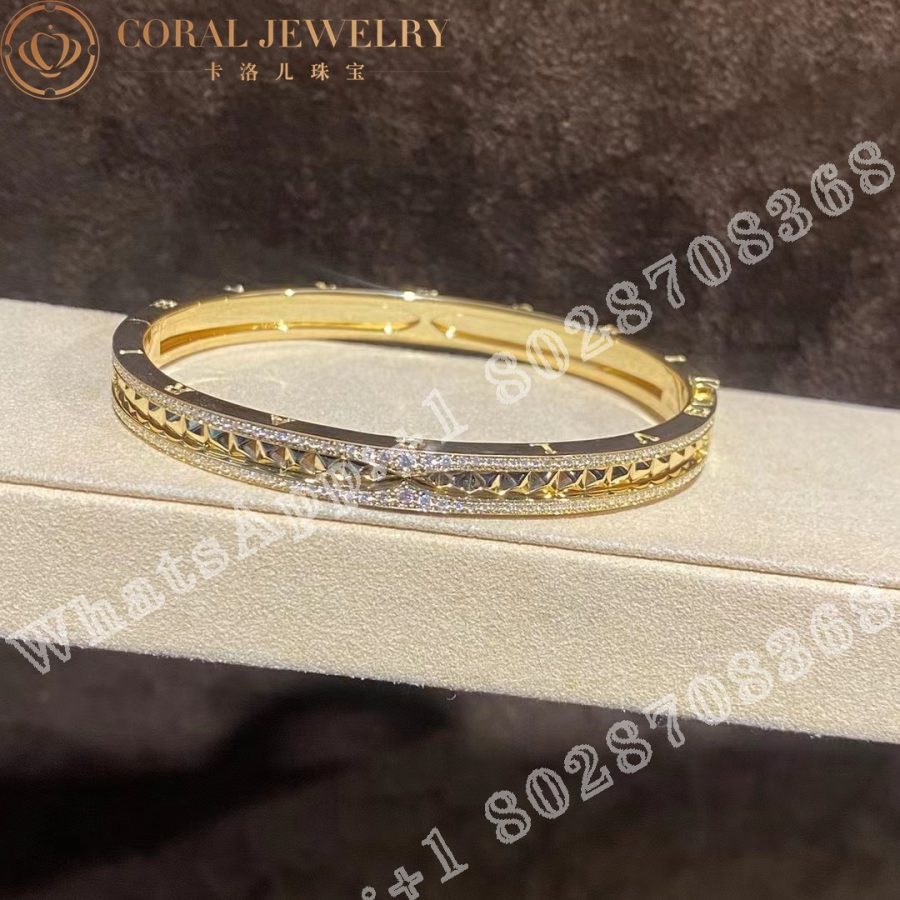 Bulgari B Zero1 Rock 18 Kt Yellow Gold Bracelet With Pave Diamonds Ref 357881 Coral (1)