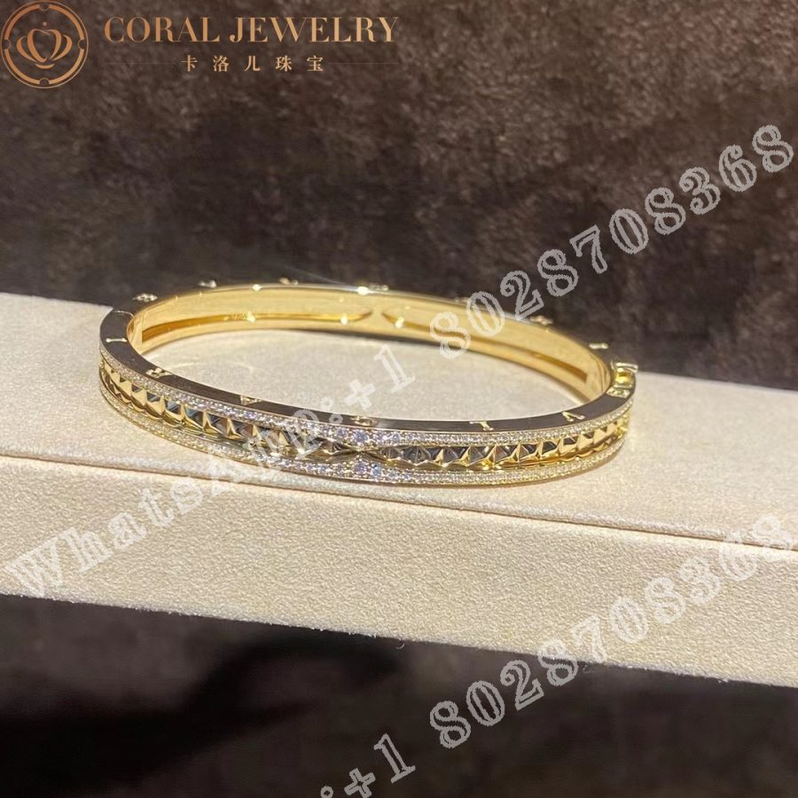 Bulgari B Zero1 Rock 18 Kt Yellow Gold Bracelet With Pave Diamonds Ref 357881 Coral (5)