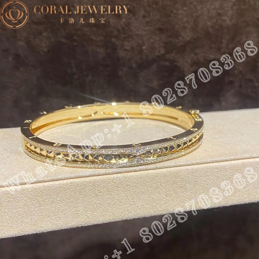 Bulgari B Zero1 Rock 18 Kt Yellow Gold Bracelet With Pave Diamonds Ref 357881 Coral (8)