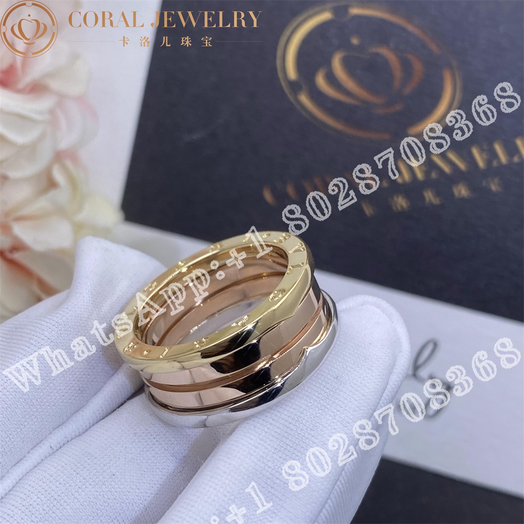 Bulgari B Zero1 Three Band Ring In 18 Kt Rose White And Yellow Gold Ref 352919 Coral (1)