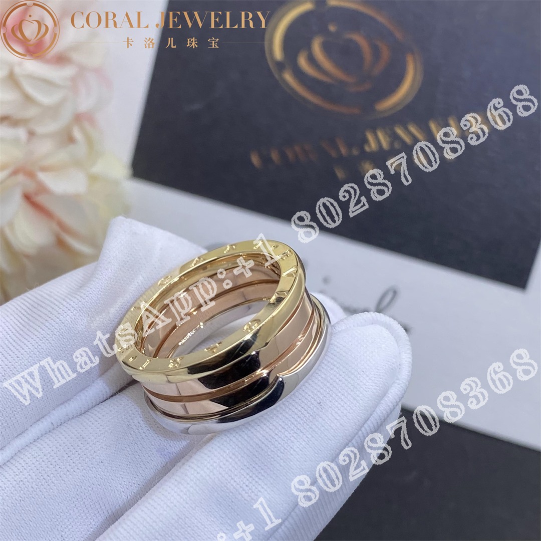 Bulgari B Zero1 Three Band Ring In 18 Kt Rose White And Yellow Gold Ref 352919 Coral (2)