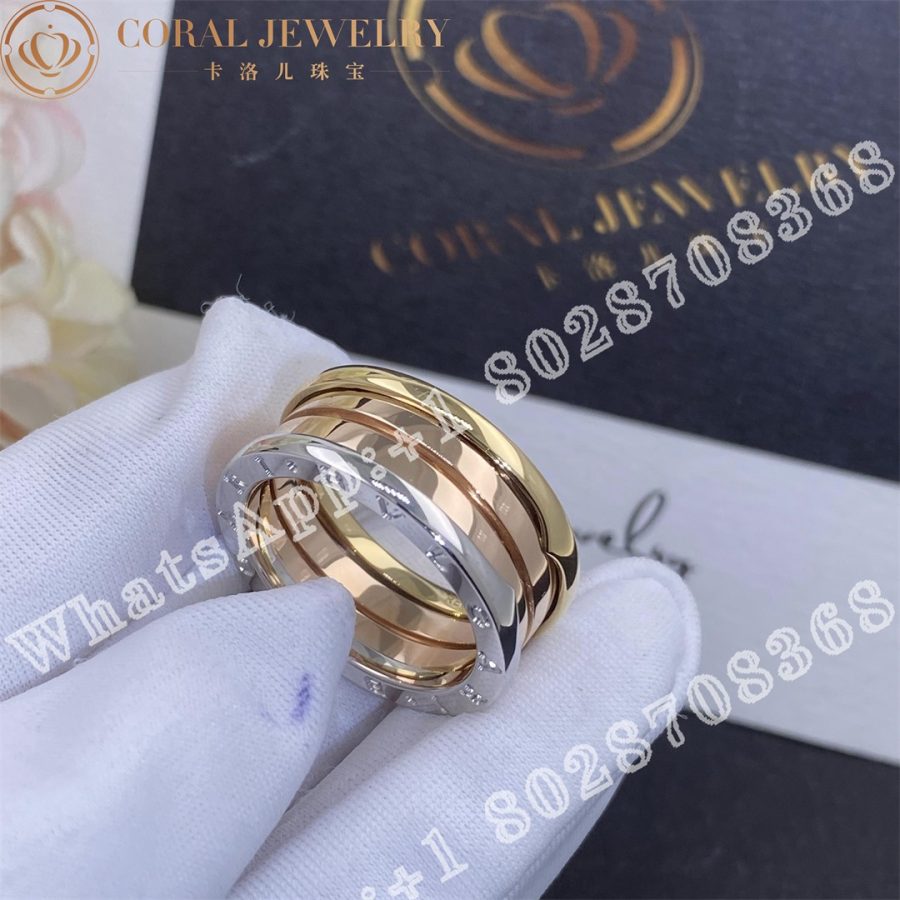 Bulgari B Zero1 Three Band Ring In 18 Kt Rose White And Yellow Gold Ref 352919 Coral (6)