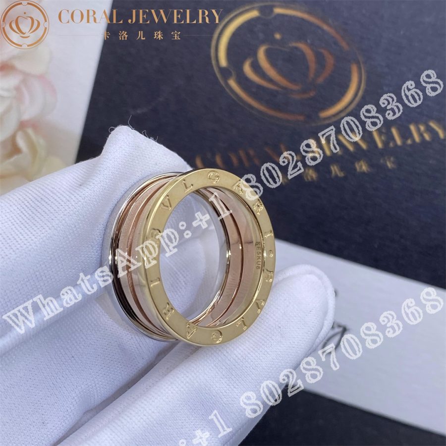 Bulgari B Zero1 Three Band Ring In 18 Kt Rose White And Yellow Gold Ref 352919 Coral (8)