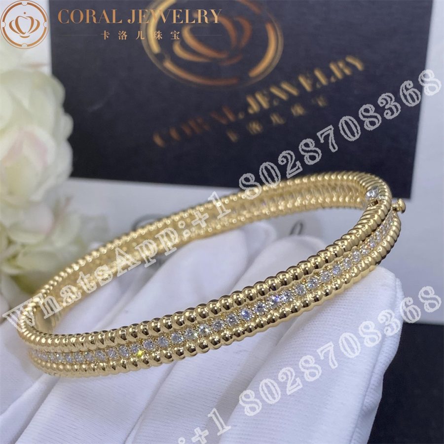 Van Cleef Arpels Perlee Diamonds Bracelet 1 Row Yellow Gold Diamond Vcarp27c00 Coral (2)