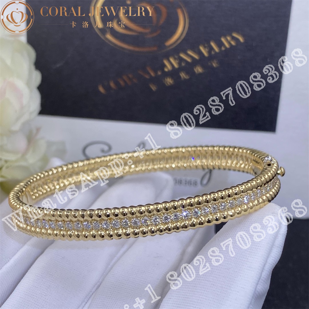 Van Cleef Arpels Perlee Diamonds Bracelet 1 Row Yellow Gold Diamond Vcarp27c00 Coral (3)