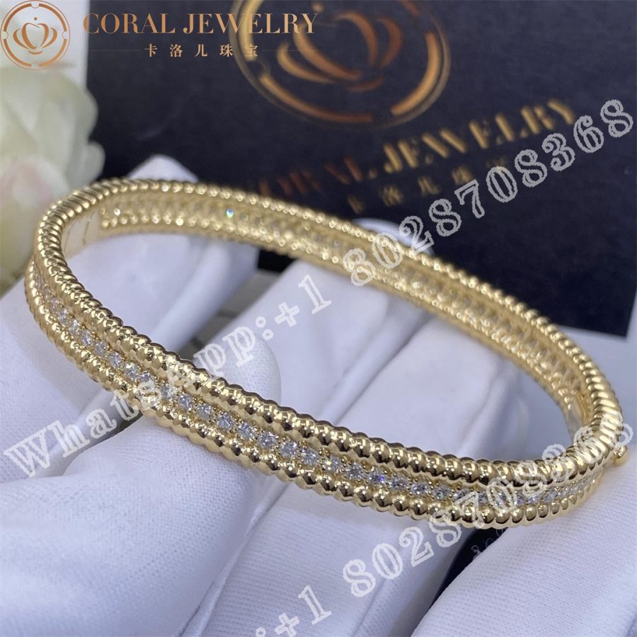 Van Cleef Arpels Perlee Diamonds Bracelet 1 Row Yellow Gold Diamond Vcarp27c00 Coral (7)