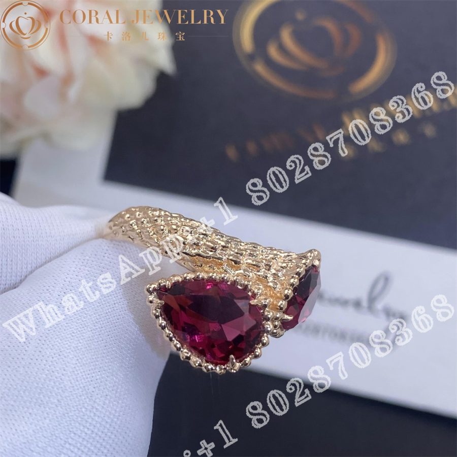 Boucheron Serpent Boheme Two Stone Ring S Motifs Rhodolite Jrg02824 Coral (5)