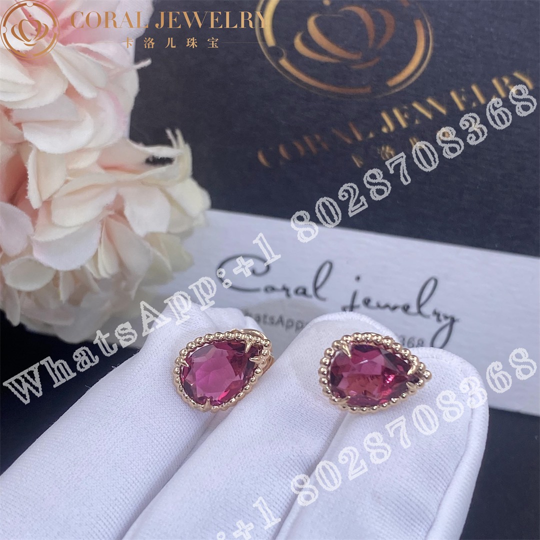 Boucheron Serpent Boheme Ear Studs S Motif Rhodolite Jco01311 Coral (2)