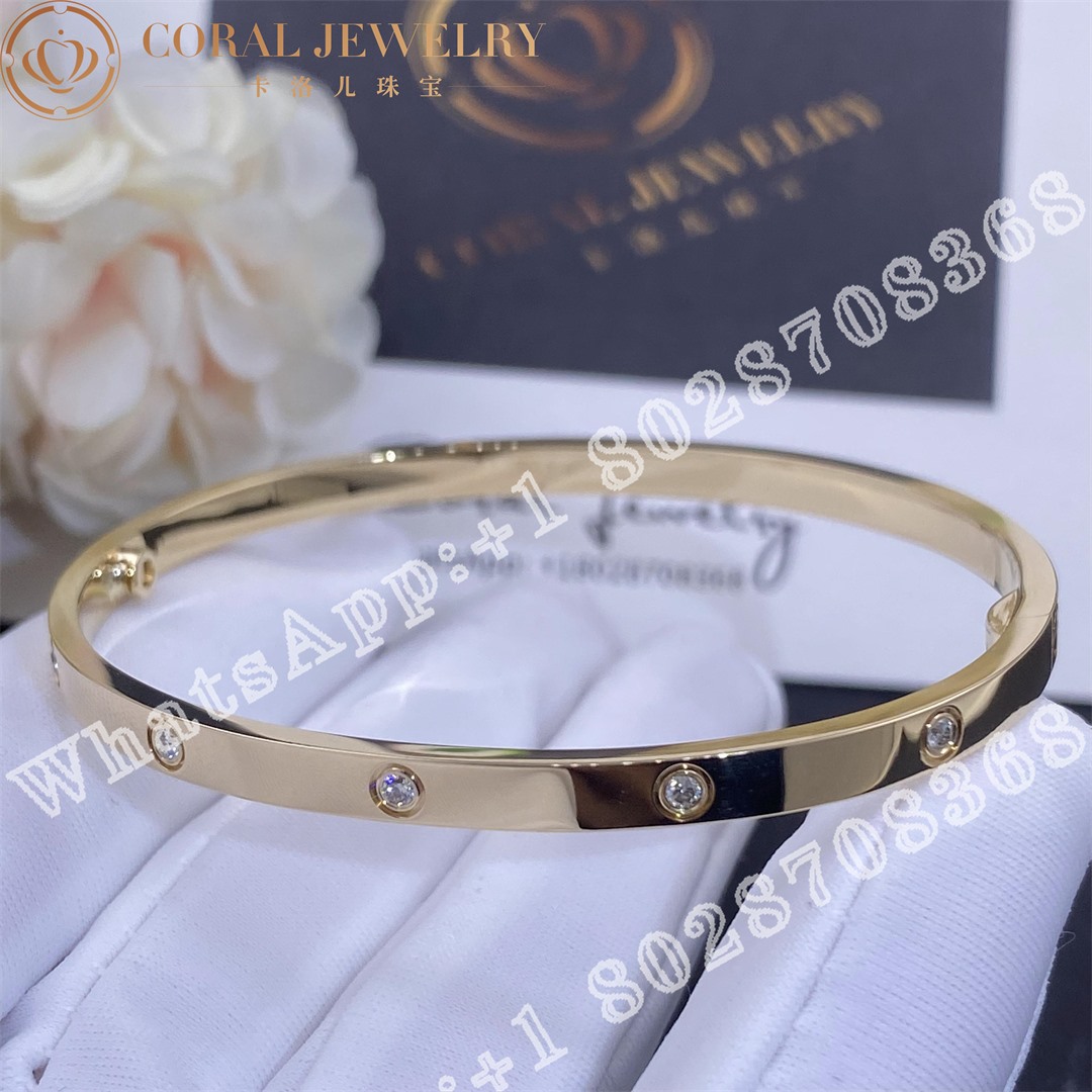 Cartier Love Bracelet Small Model 10 Diamonds Yellow Gold Ref B6047817 Coral (6)