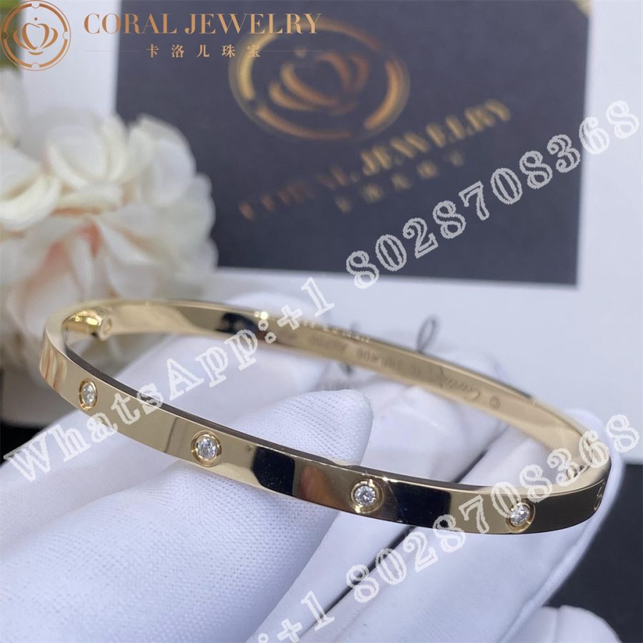 Cartier Love Bracelet Small Model 10 Diamonds Yellow Gold Ref B6047817 Coral (8)