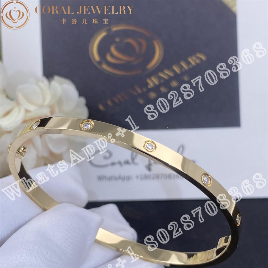 Cartier Love Bracelet Small Model 10 Diamonds Yellow Gold Ref B6047817 Coral (9)