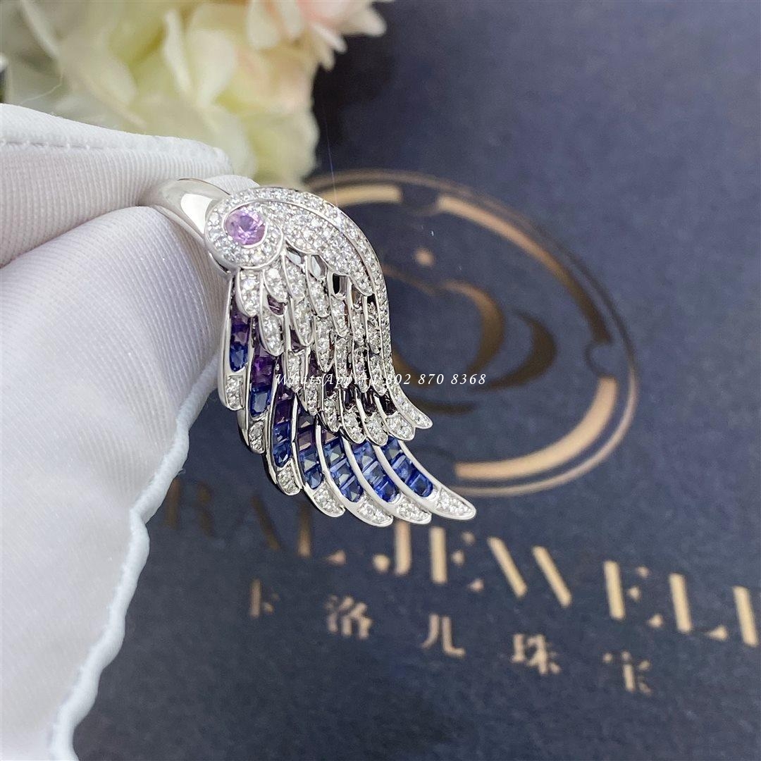 Garrard Wings Embrace Bird of Paradise Ring In 18ct White Gold with Diamonds and Sapphires