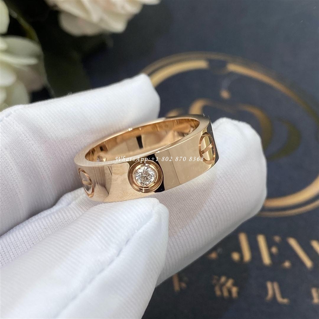 Cartier Love Ring, 3 Diamonds Rose Gold Ref. B4087500