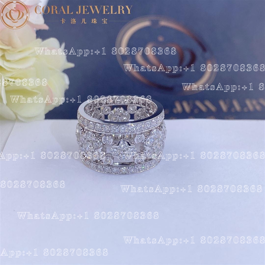 Van Cleef & Arpels Snowflake Diamond Platinum Band Ring VCARO3RM00