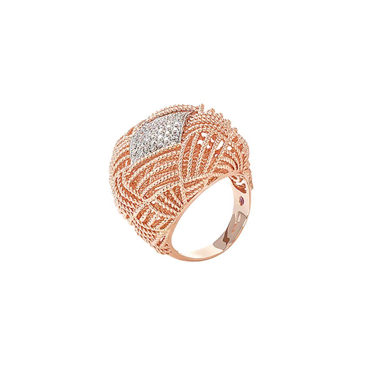 Roberto Coin Barocco Rose and White Gold Ring with Diamonds