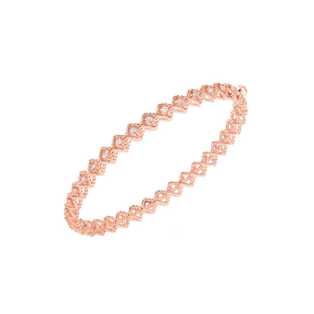 Roberto Coin Roman Barocco Rose Gold Bangle with Diamonds