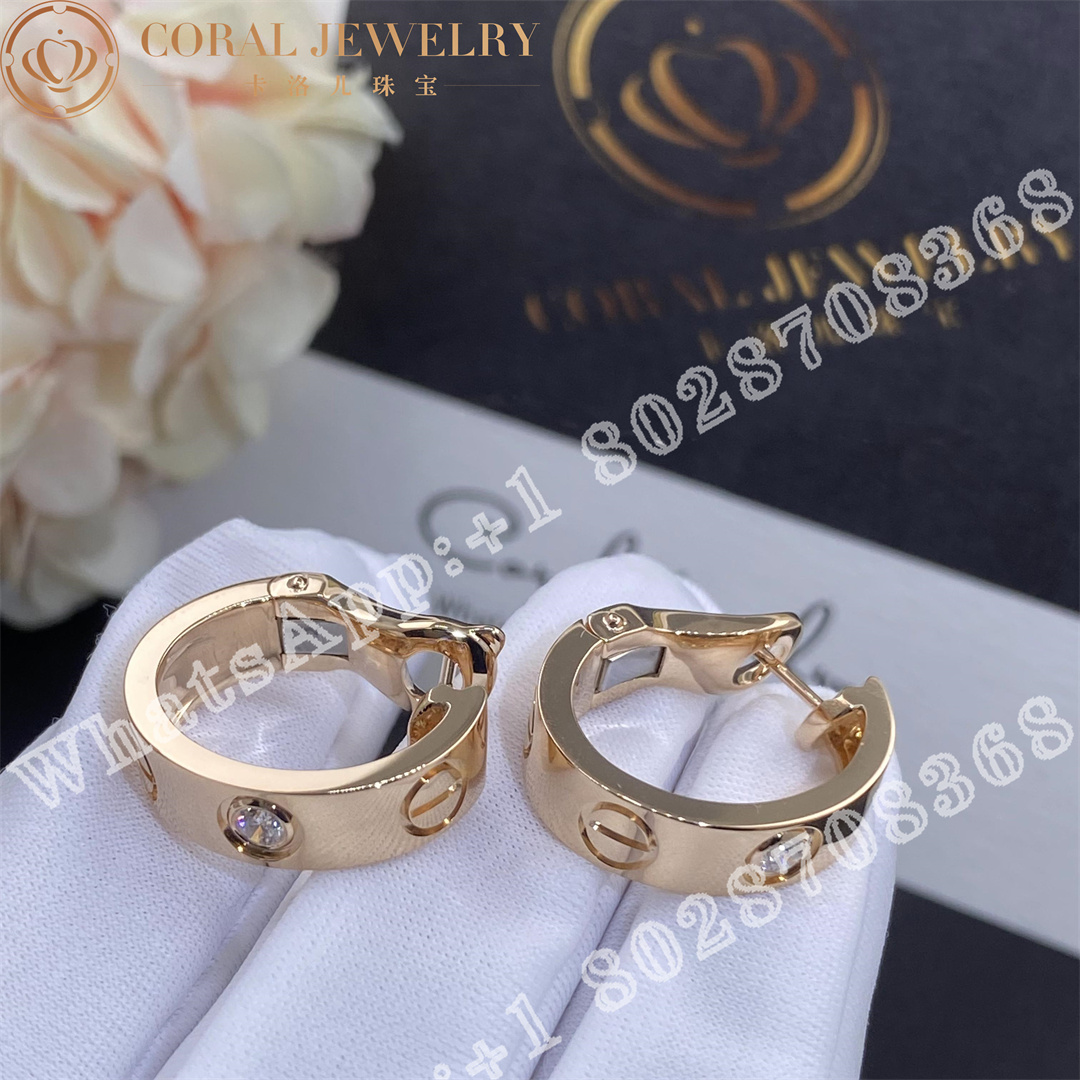 Cartier Love Earrings 2 Diamonds Rose Gold Ref B8301218 Coral (1)