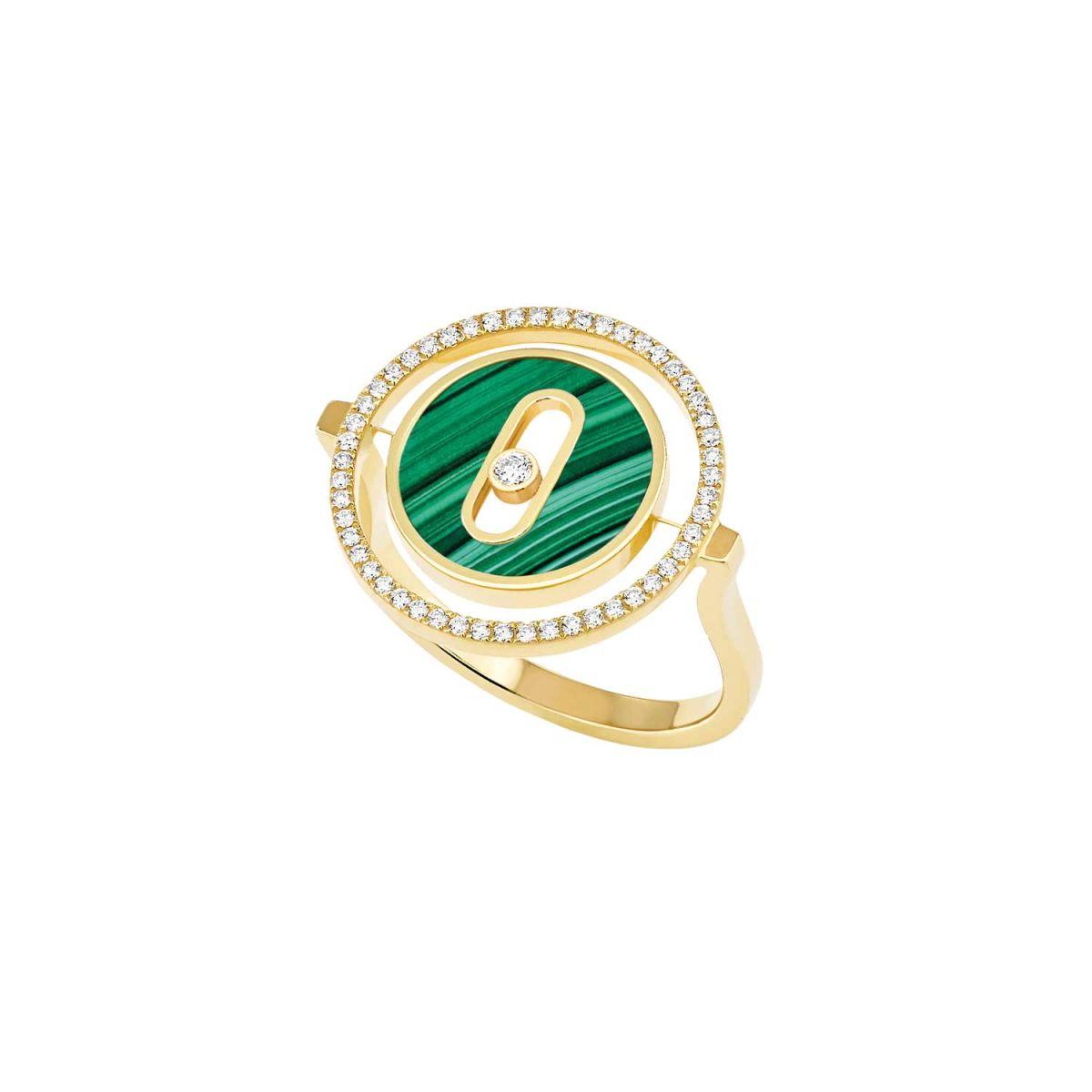 Messika Lucky Move Colour Yellow Gold Ring with Malachite and Diamonds