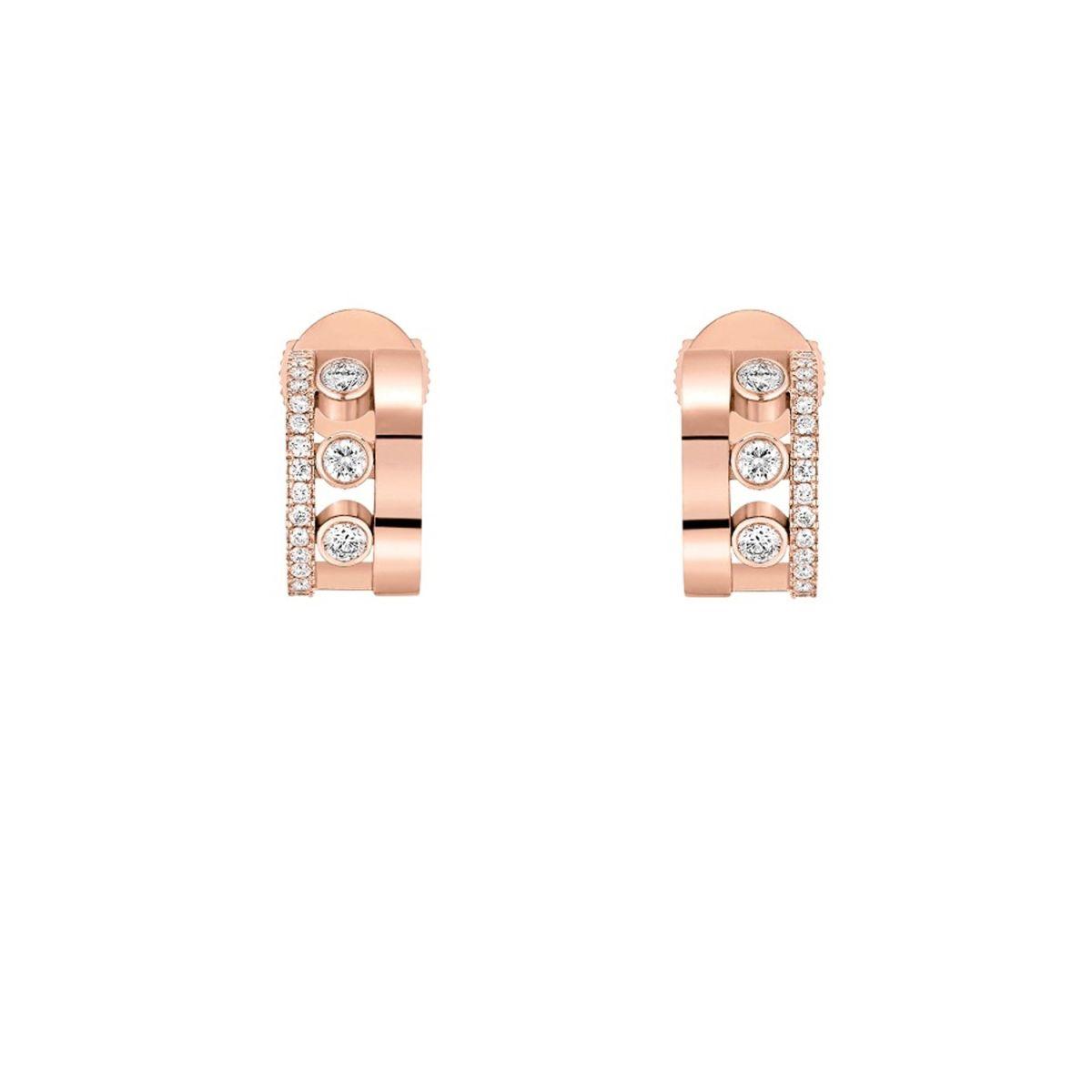 Messika Move Romane Mini Hoops Rose Gold Earrings with Diamonds