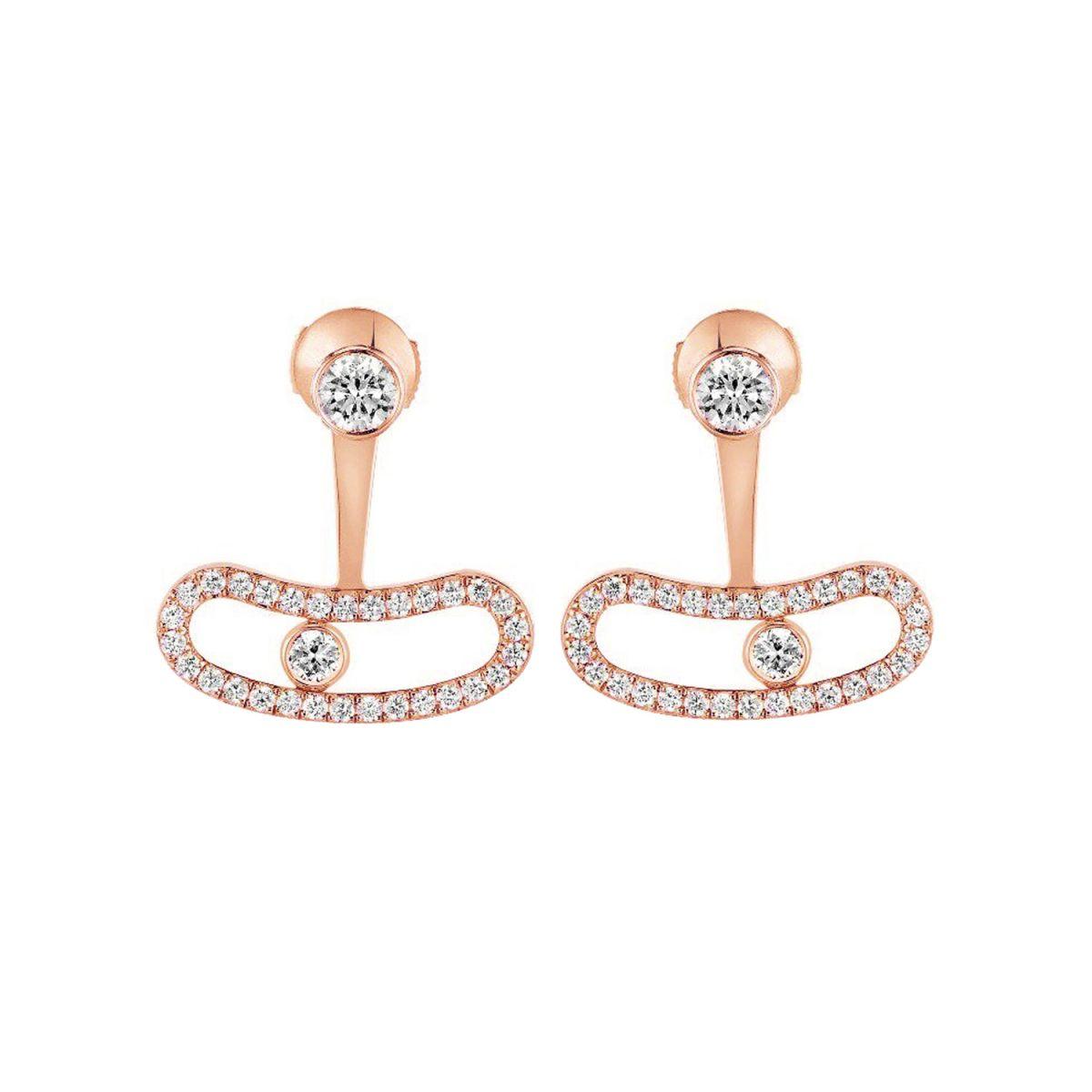 Messika Move Uno Bellow the Lobe Rose Gold Earrings with Diamonds 06510-PG