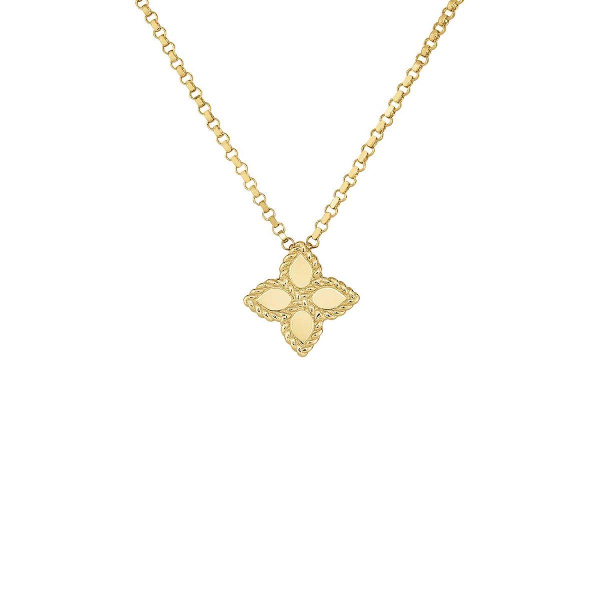 Roberto Coin Princess Flower Yellow Gold Necklace