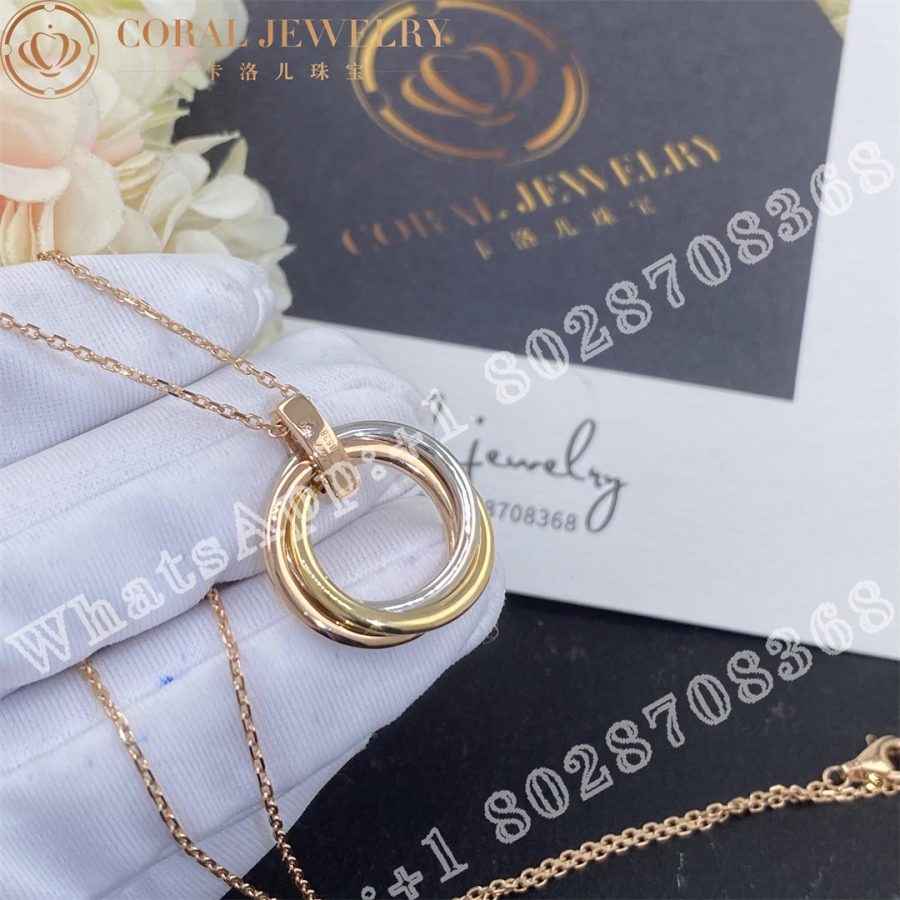 Cartier Trinity Necklace White Gold Yellow Gold Rose Gold Diamond Ref B7058700 Coral (1)