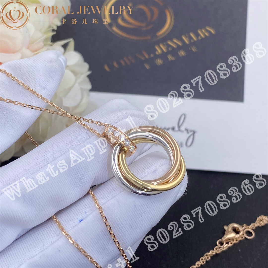 Cartier Trinity Necklace White Gold Yellow Gold Rose Gold Diamond Ref B7058700 Coral (4)