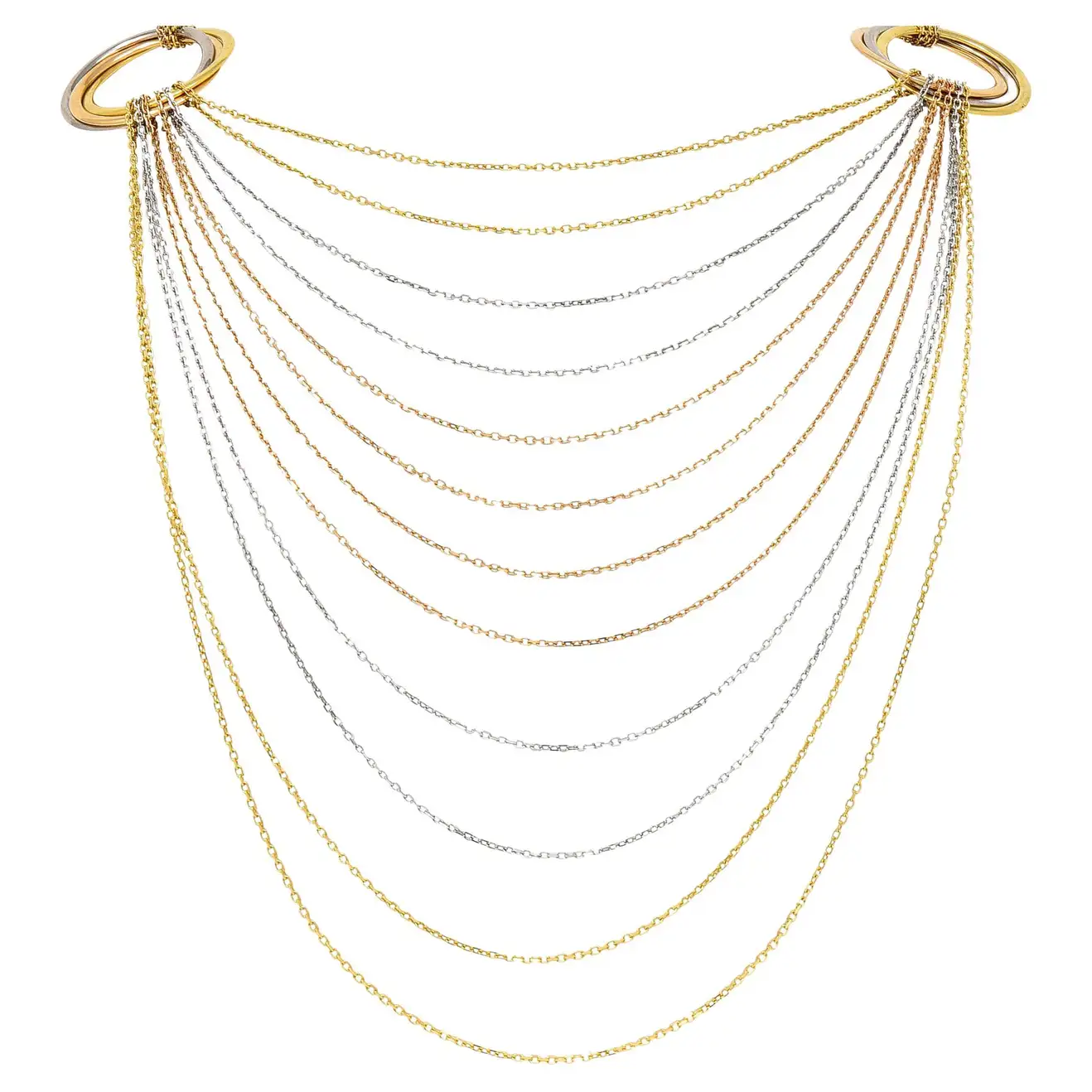 Cartier Trinity Strand Necklace 18k Tri Colored Rose Yellow White Gold