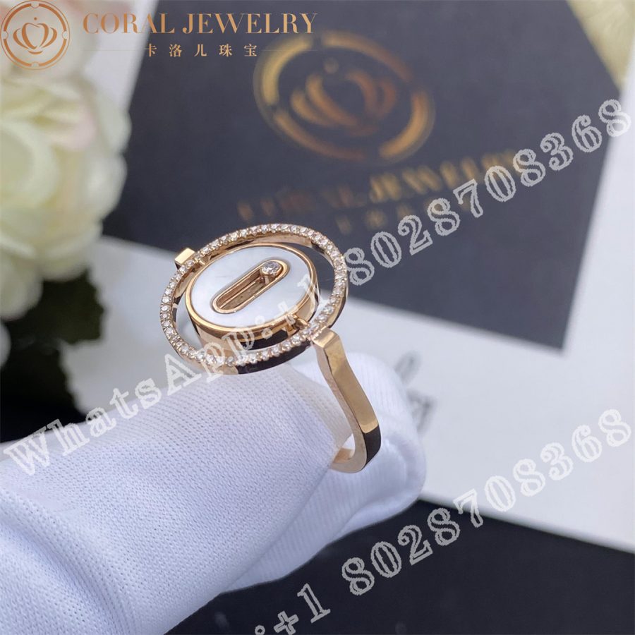 Messika Lucky Move Colour Rose Gold Ring With Mother Of Pearl And Diamonds 11952 Pg Coral (6)