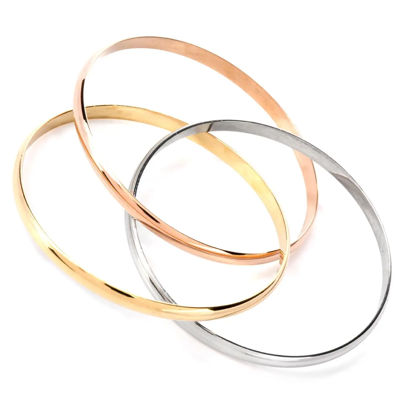 Cartier Trinity Bracelet Tri-Tone 18 Karat Interlocking 3 Bangle