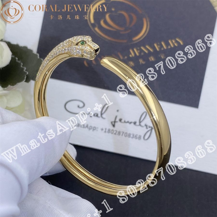 Cartier Panthere De Cartier Bracelet Yellow Gold Onyx Emeralds Diamonds Ref N6717817 Coral (4)