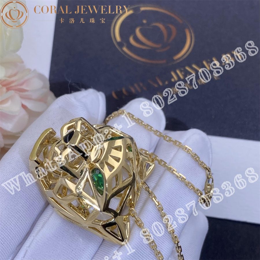 Cartier Panthere De Cartier Necklace Yellow Gold Tsavorite Garnets Onyx Ref N7424210 Coral (8)