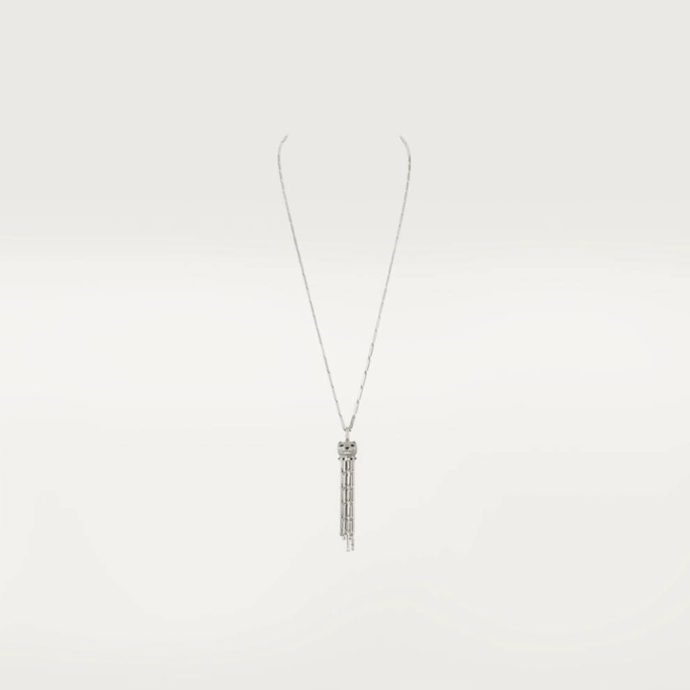 Cartier Panthère de Cartier White Gold Diamond Panthere Tassel Pendant on a Cartier Chain Necklace