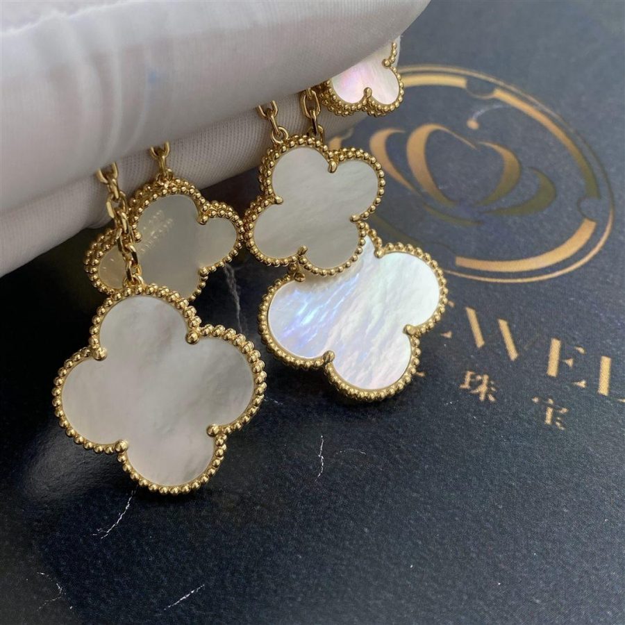 Van Cleef & Arpels Magic Alhambra Earrings, 4 Motifs Yellow Gold, Mother-of-pearl VCARD78900