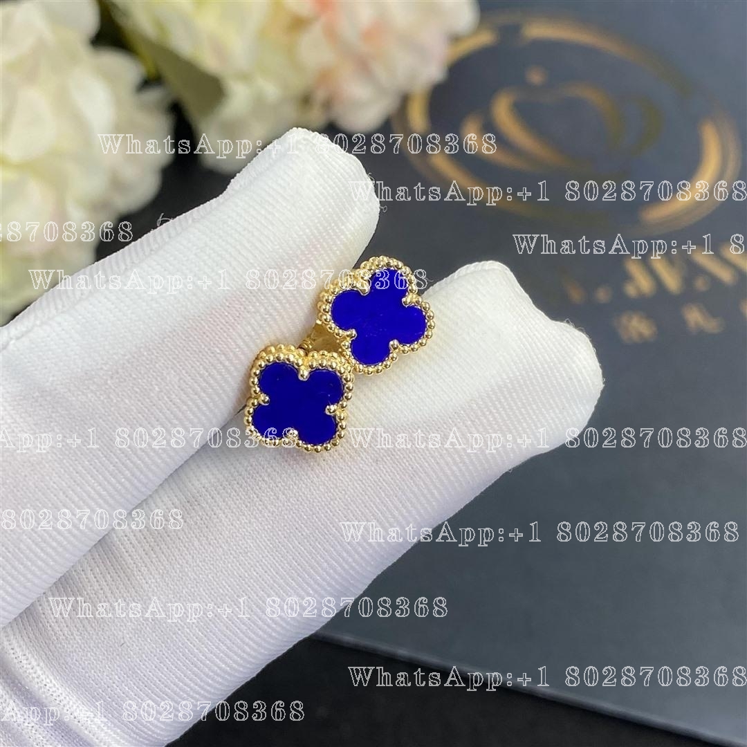 Van Cleef & Arpels Sweet Alhambra Lapis Gold Earrings