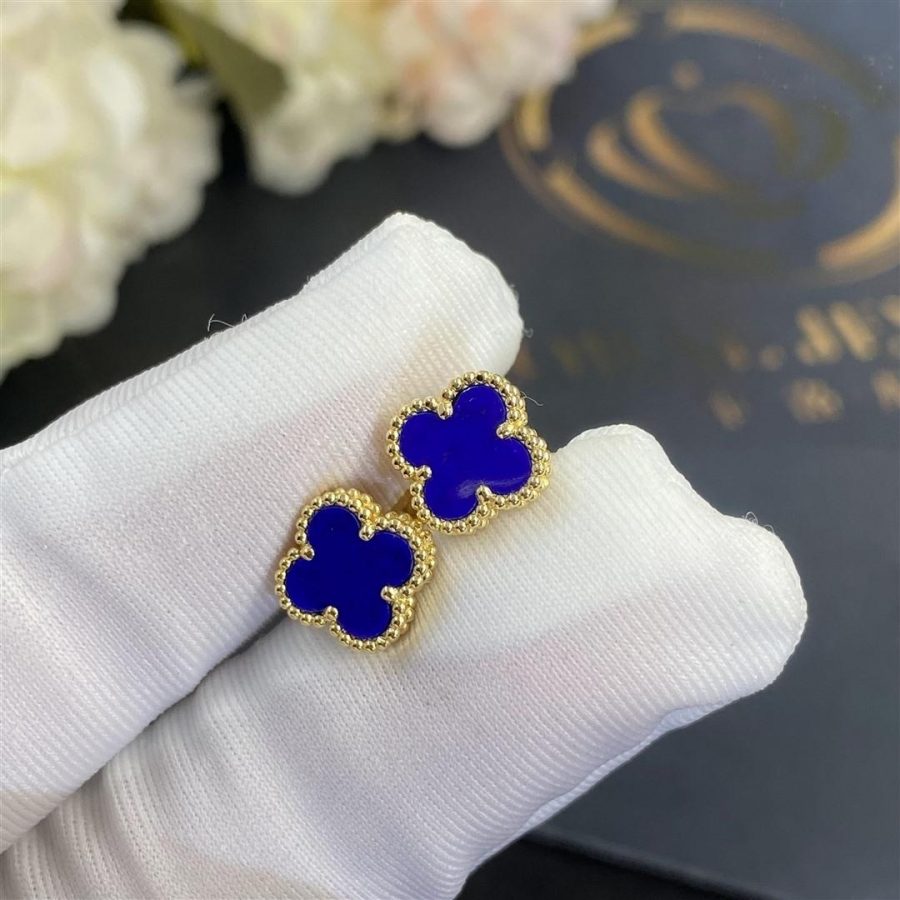 Van Cleef & Arpels Sweet Alhambra Lapis Gold Earrings