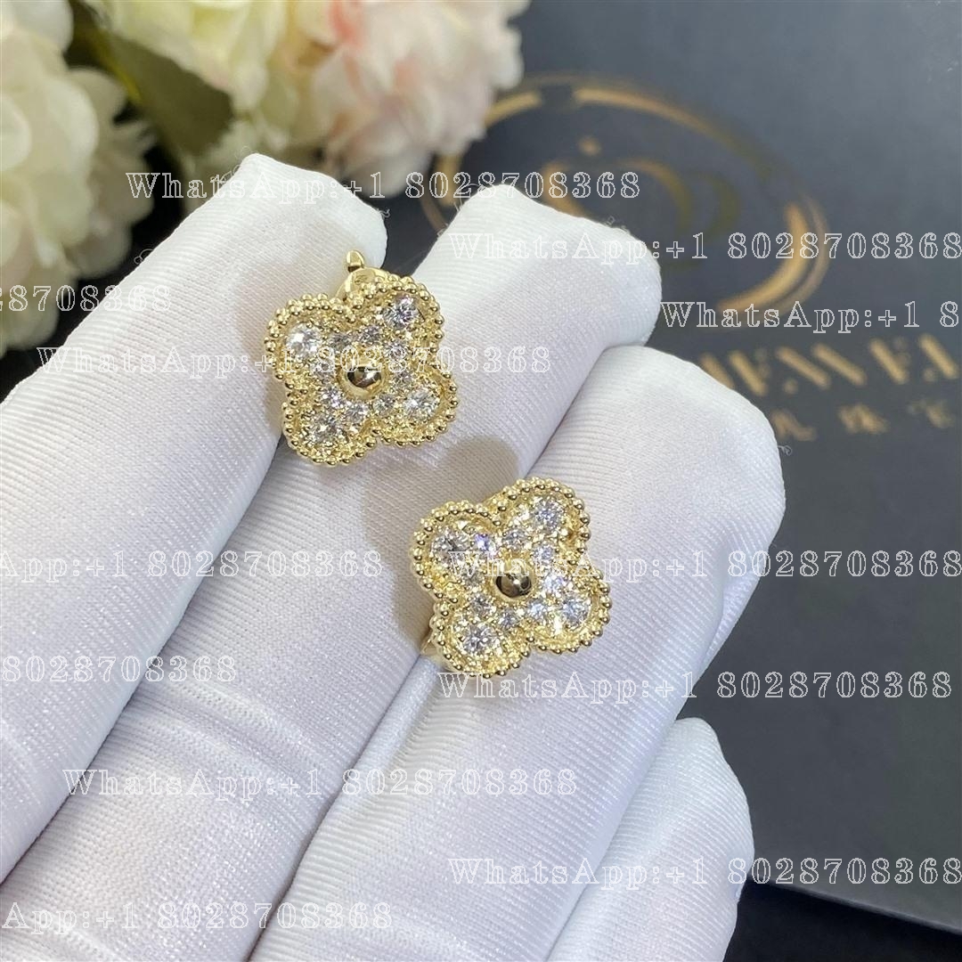 Van Cleef & Arpels Vintage Alhambra Earrings Yellow Gold, Diamond VCARA44700