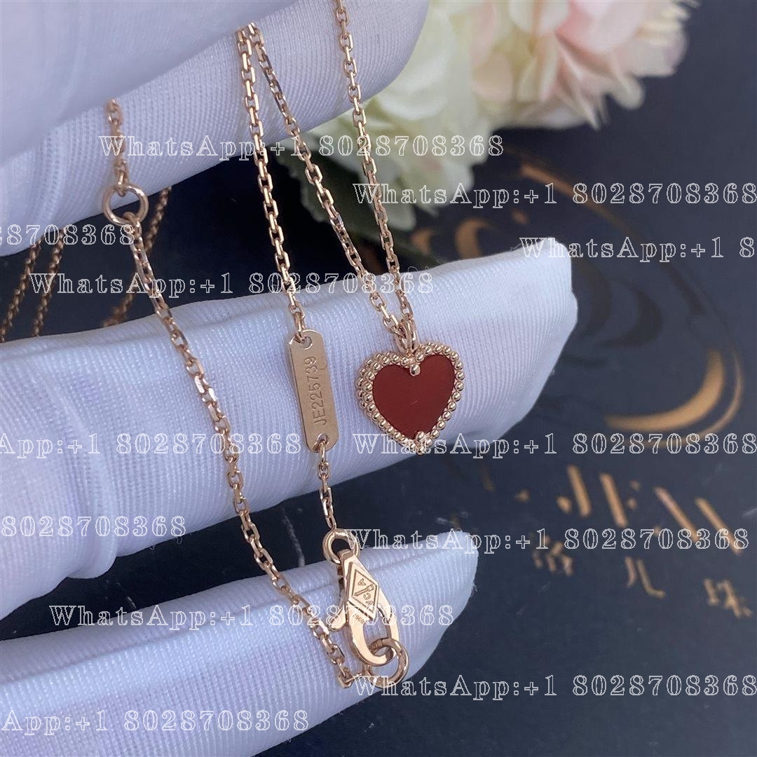 Van Cleef & Arpels Sweet Alhambra Heart Pendant Rose Gold Carnelian VCARN59N00