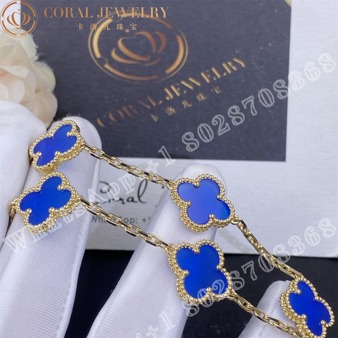 Van Cleef Arpels Vintage Alhambra Bracelet 5 Motifs Yellow Gold Agate Vcarp34900 Coral (7)